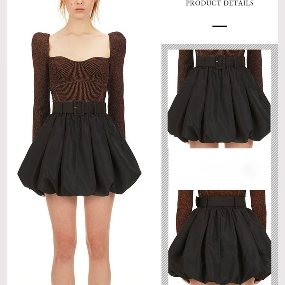 Self-Portrait Black Bubble Skirt